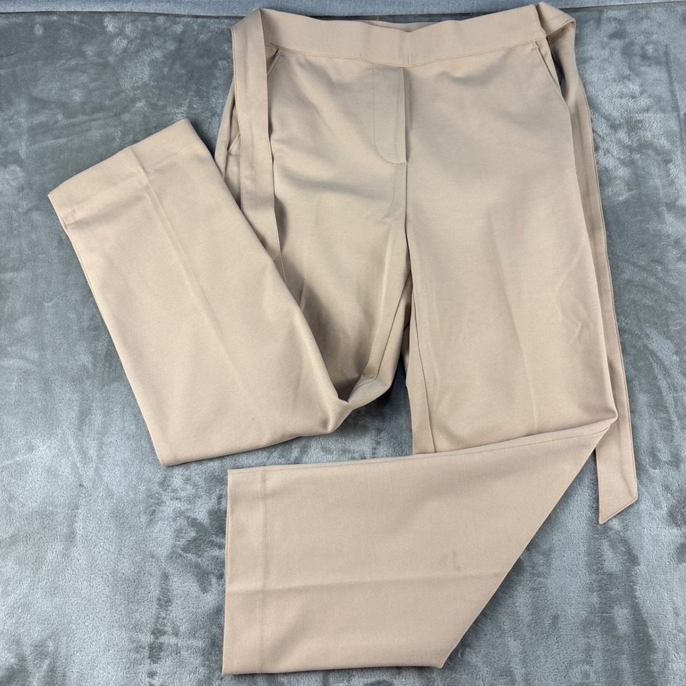 M&S Collection Trousers Womens 10 Regular Straight Leg Tan Tie Belt